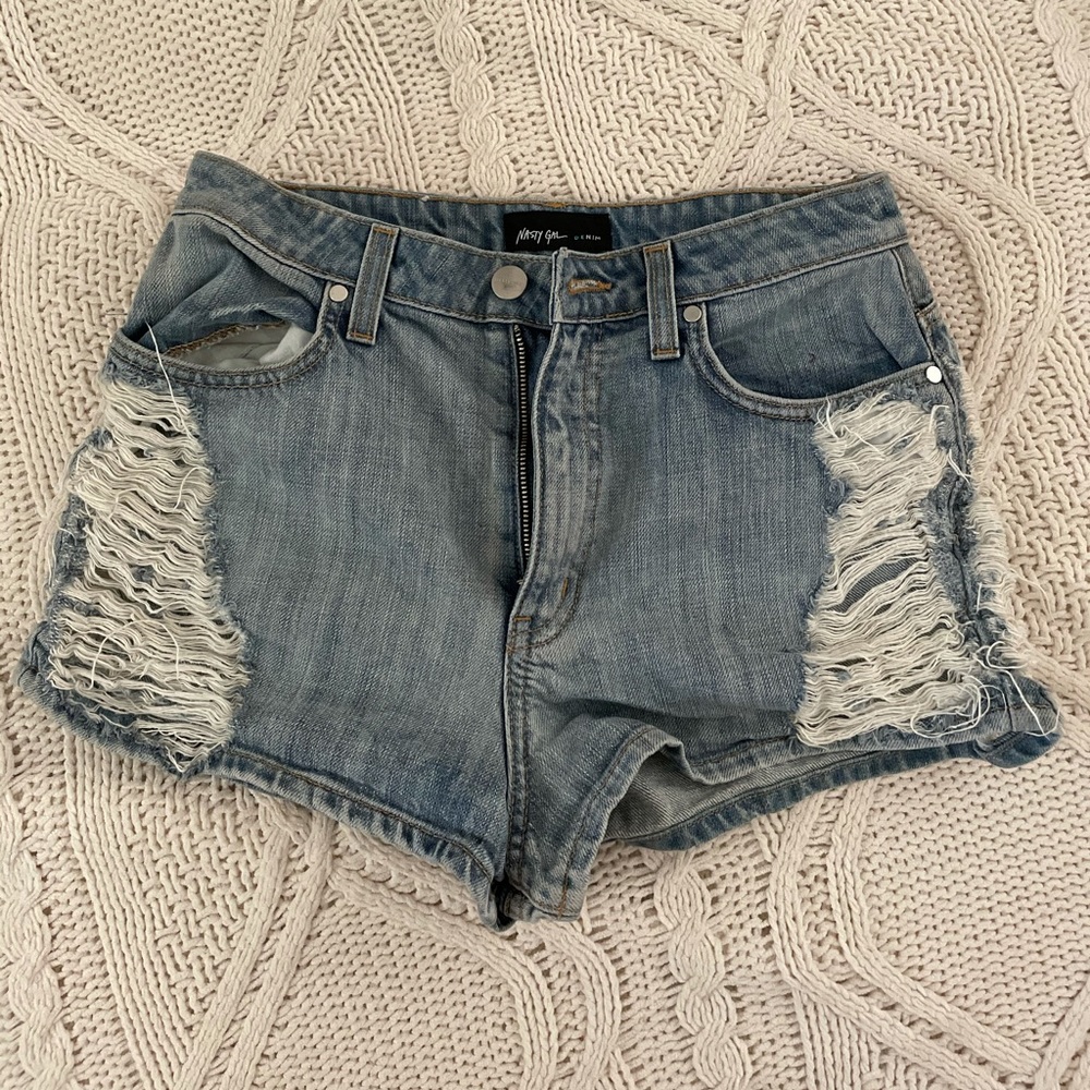 Nasty Gal distress jean shorts